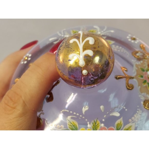 Italian Venetian Murano Art Glass Moriage Powder Candy Covered Jar Vintage - Picture 9 of 9